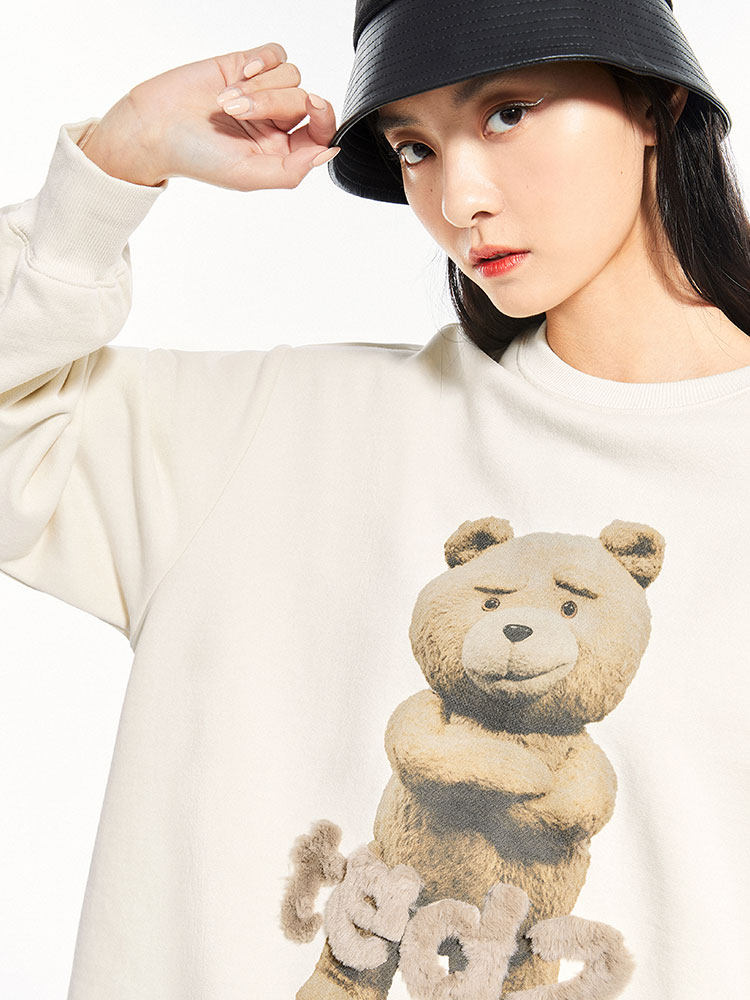 卫衣ted2熊联名联名peacebird太平鸟贱熊卫衣女圆领a6dcb1225卫衣