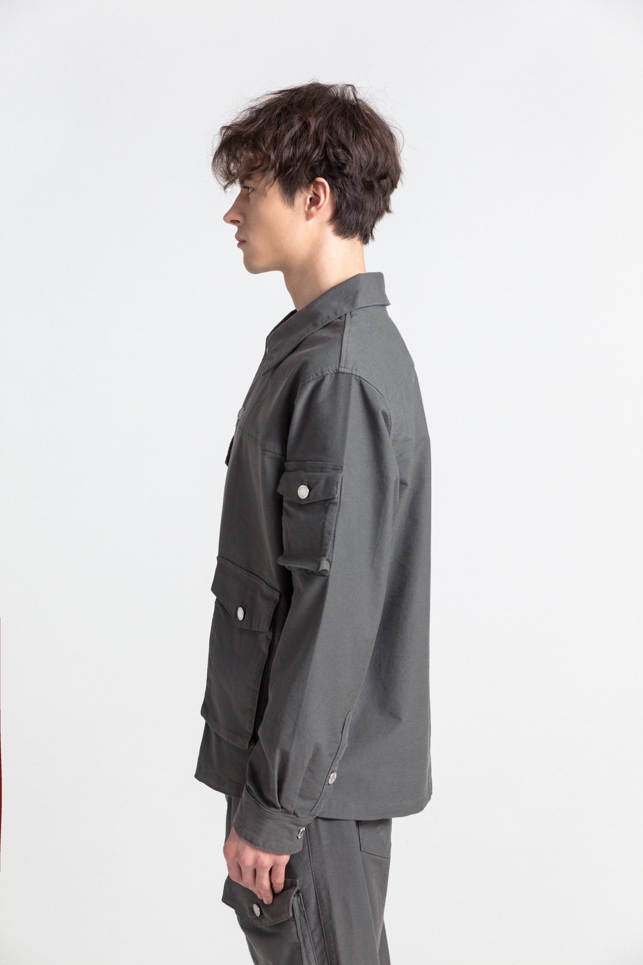 gallianolandor20ss水洗做旧多口口袋工装长袖衬衫衬衫