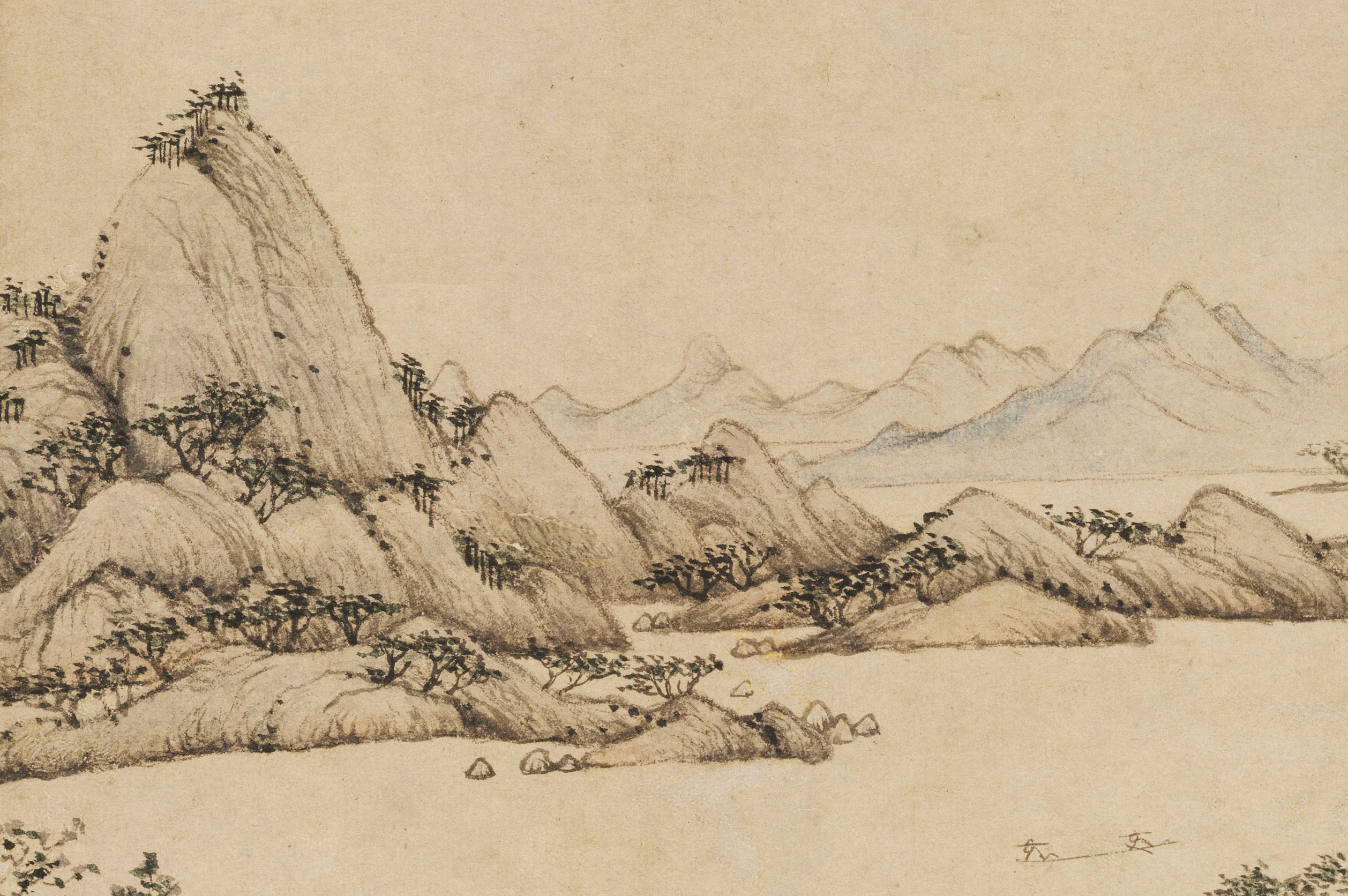 新品临摹复制清微高清微装饰国画山水仿古草堂国画