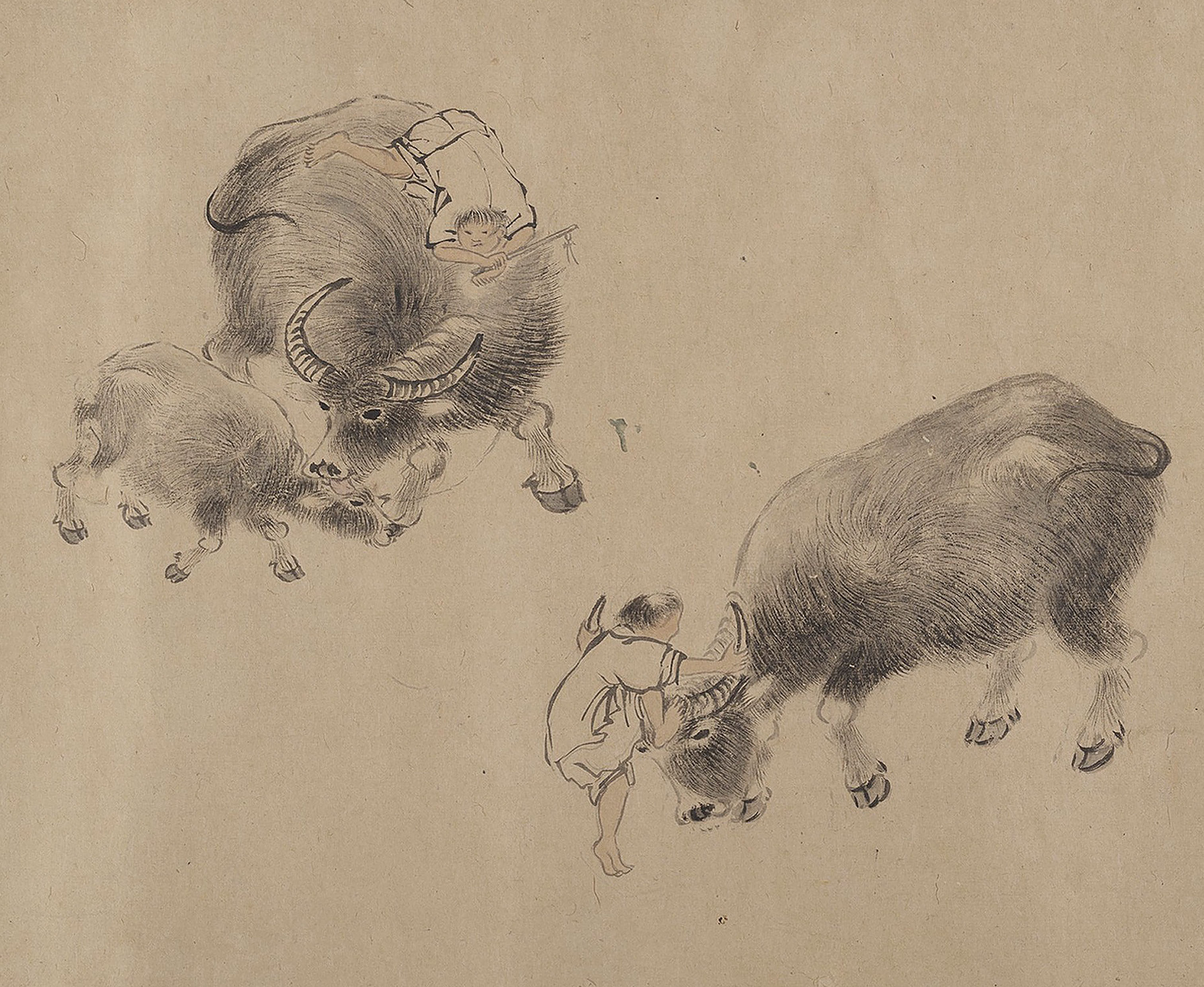 新品复制清微高清微国画古代名画紫气图函画牛国画