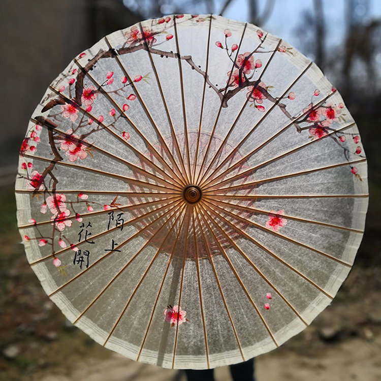 手绘樱花油纸纸伞唐风宋雨配汉服中国国风复古工艺伞