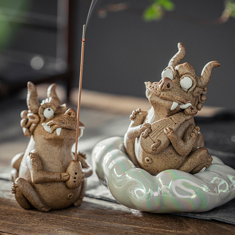 器十二龙之九子囚牛茶宠线香插摆件精品可养个性创意景德镇貔貅庞
