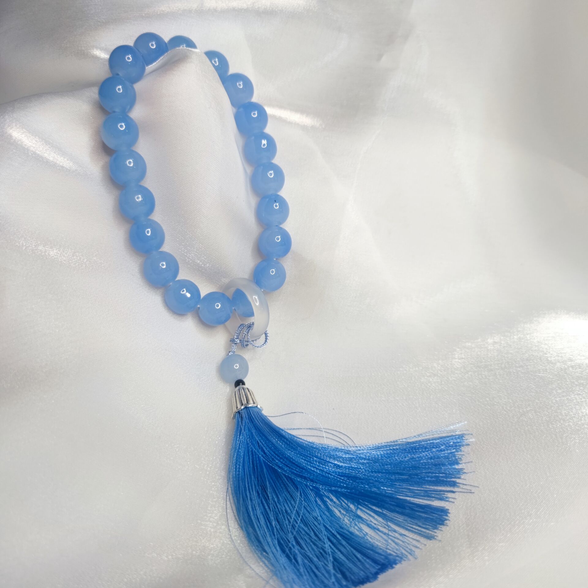 手持佘太翠同款多色色彩琉璃石手串长流流苏佛珠手串