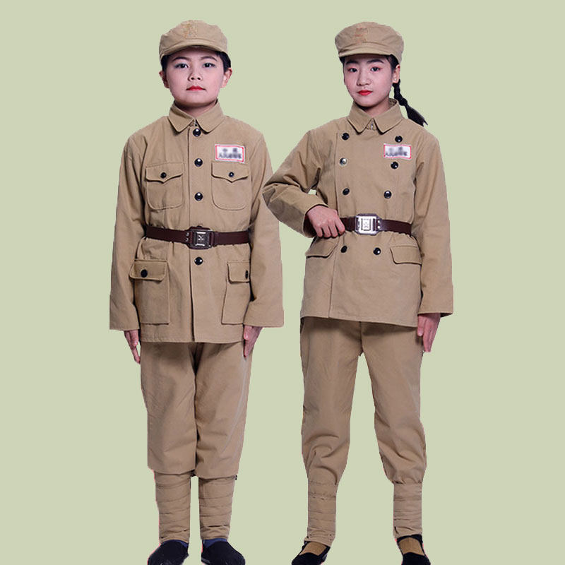 纯棉粗布志愿军演出服抗美援朝时期服装解放军衣服50式列宁抗战服