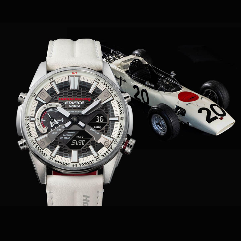 卡西欧联名本田hondaracing赛车限定太阳能手表ecb-s100hr-1a日韩腕表