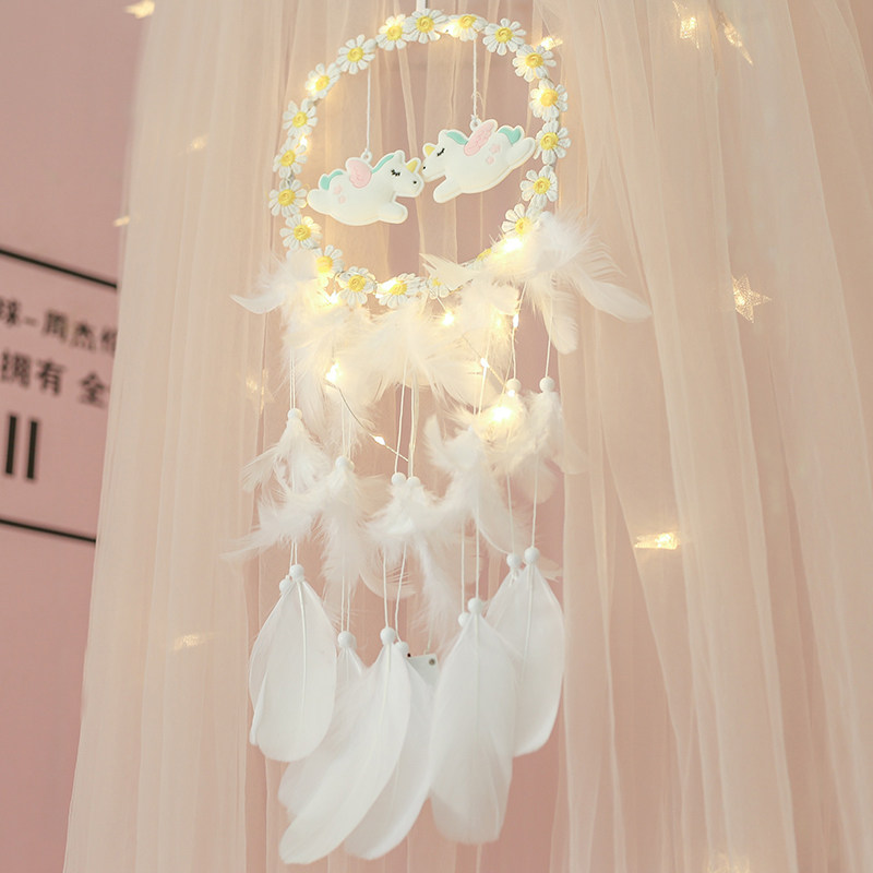 饰品扑捕梦网小迷你卧室粉色少女心挂饰风铃墙饰女生花仙曲捕能网