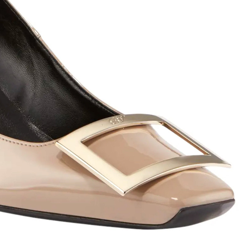 rogervivierrv女鞋经典方扣漆皮喇叭伴娘单鞋单鞋