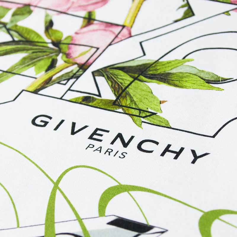 givenchy纪梵希男装圆领棉质牡丹图案印花时尚休闲短袖t恤