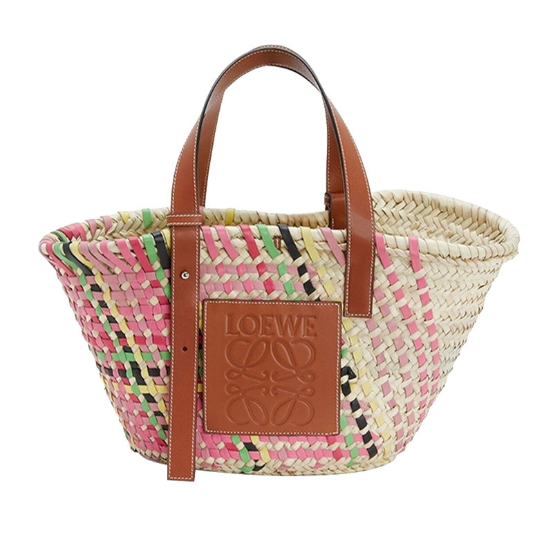 编织loewe罗意威女士时尚拉菲草篮子包潮流潮流彩色通用款女包