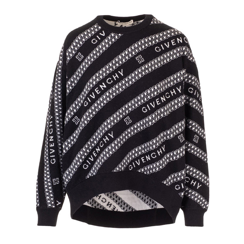 givenchy纪梵希女士黑白羊毛镶嵌圆领毛衣毛衣