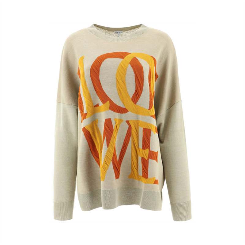 loewe罗意威官方正品春秋新款女士米色针织衫毛衣毛针织衫