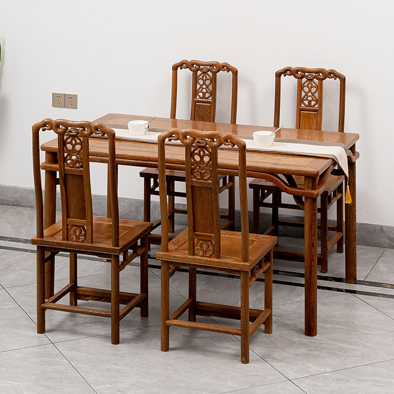 红木家具长方形餐桌鸡翅木饭台实木干泡桌餐桌椅组合实木餐桌