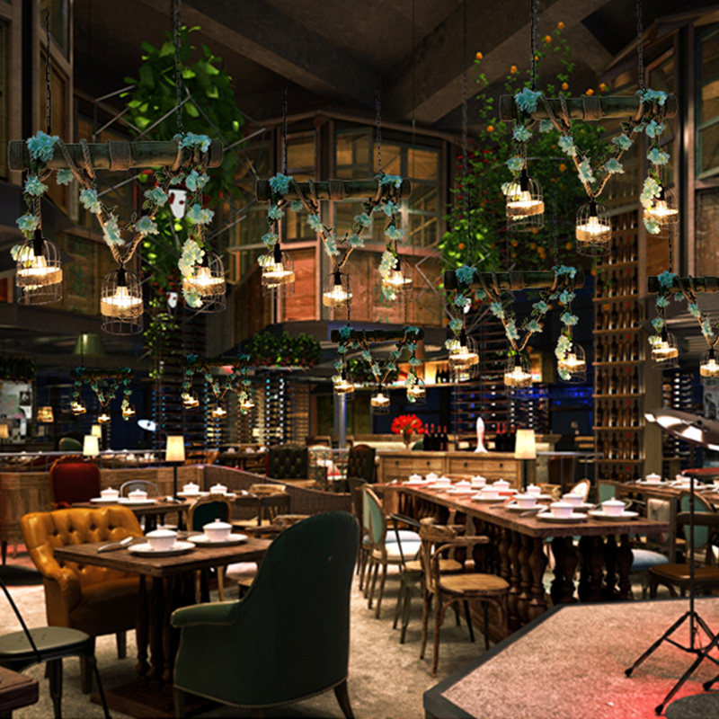 吊灯胡桃创意个性植物音乐餐吧主题餐厅清吧烤吧酒店