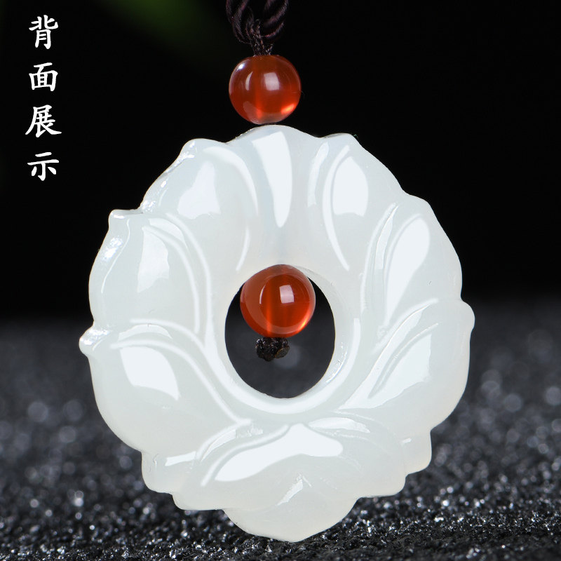 佳媛玉业和田玉莲莲花吊坠男女女士款玉玉石玉挂颈饰