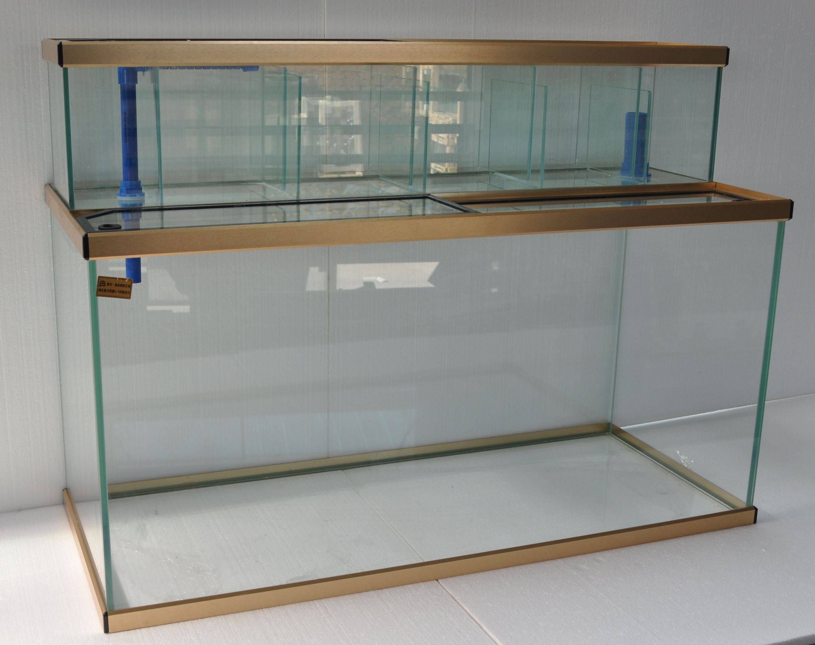 鱼缸超白铝合金包边外置上滤缸金晶玻璃水草顶滤套桌面缸