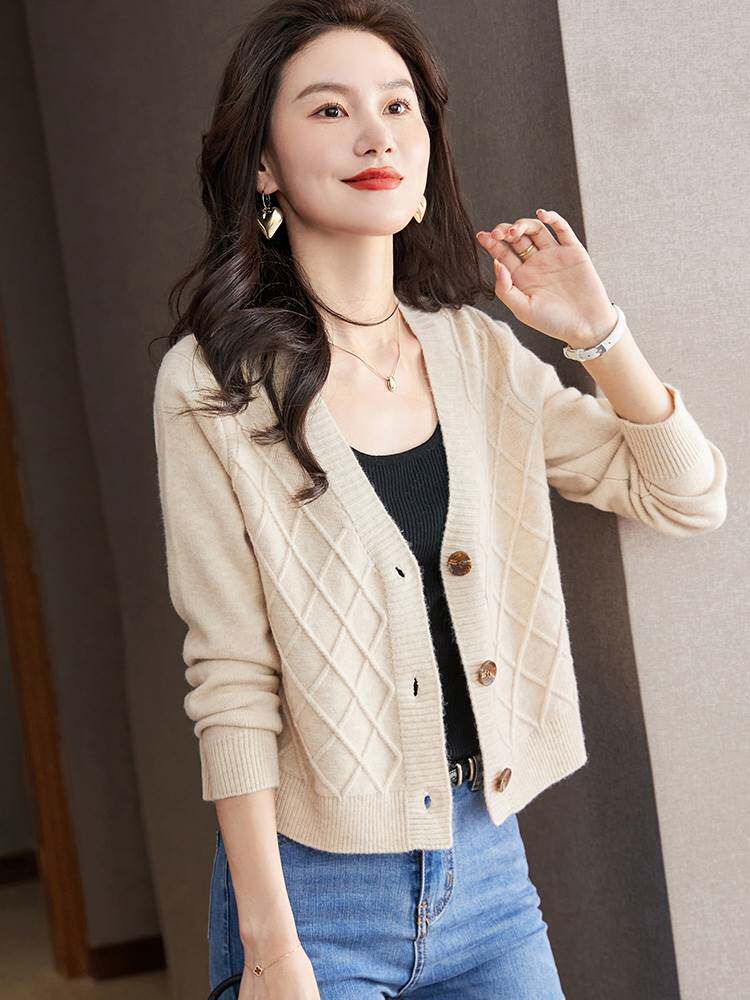 紫色毛衣小外外套女士秋季2022新款早秋短款毛针织衫