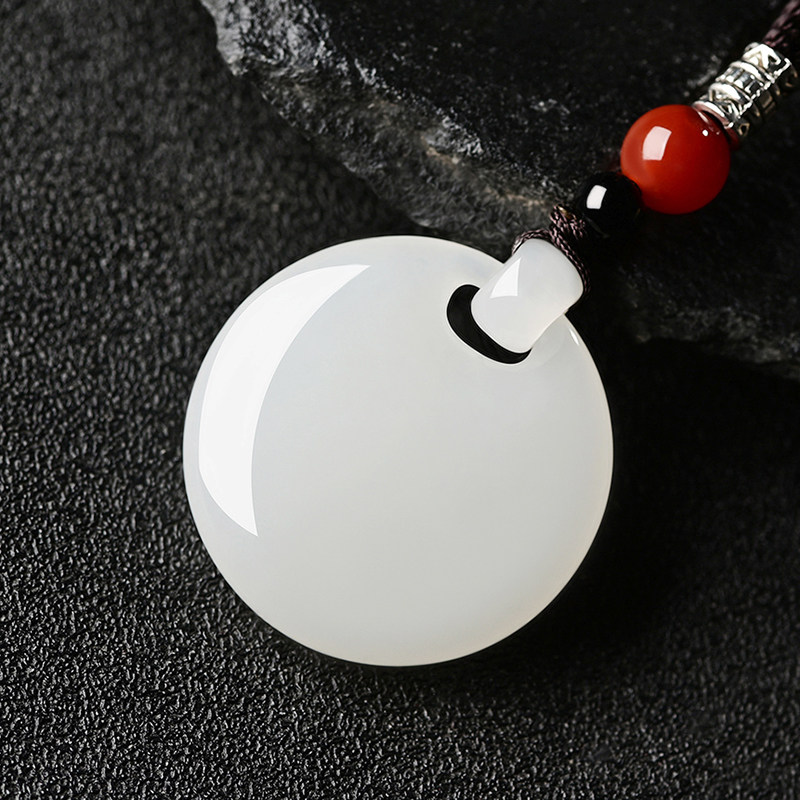 新疆天然和田羊脂玉平平安扣吊坠男女玉坠白玉项坠