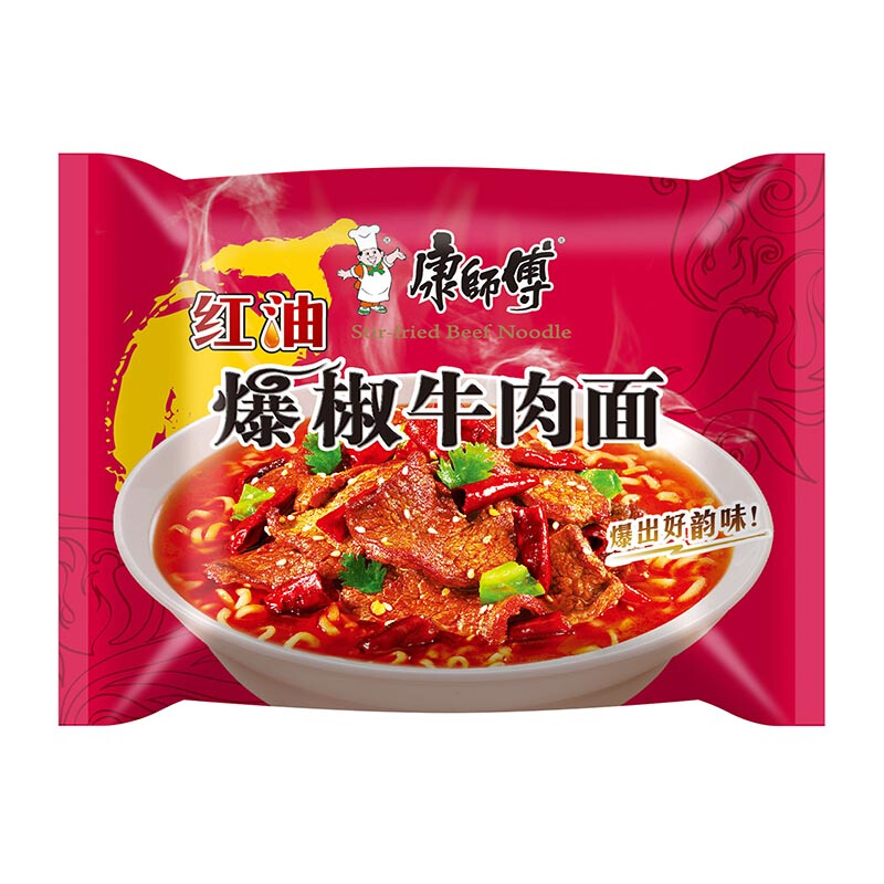 康师傅方便面红油爆椒牛肉面5袋装宿舍泡面麻辣速食食品整箱批发 - 图3