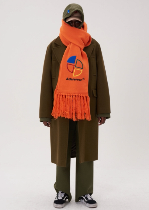 xibi定制韩国adererror地球刺绣流苏针织百搭围脖围巾男女秋冬