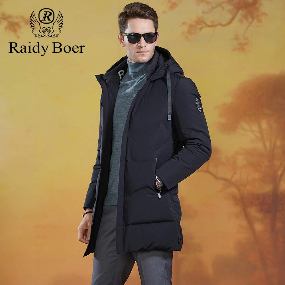 raidyboer雷迪波尔羽绒服男装中长款2020年新款冬季保暖连帽外套
