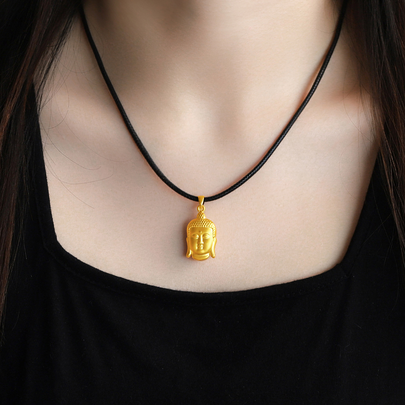 金佛黄金佛如来3d挂坠纯金佛祖如来佛项链双面颈饰