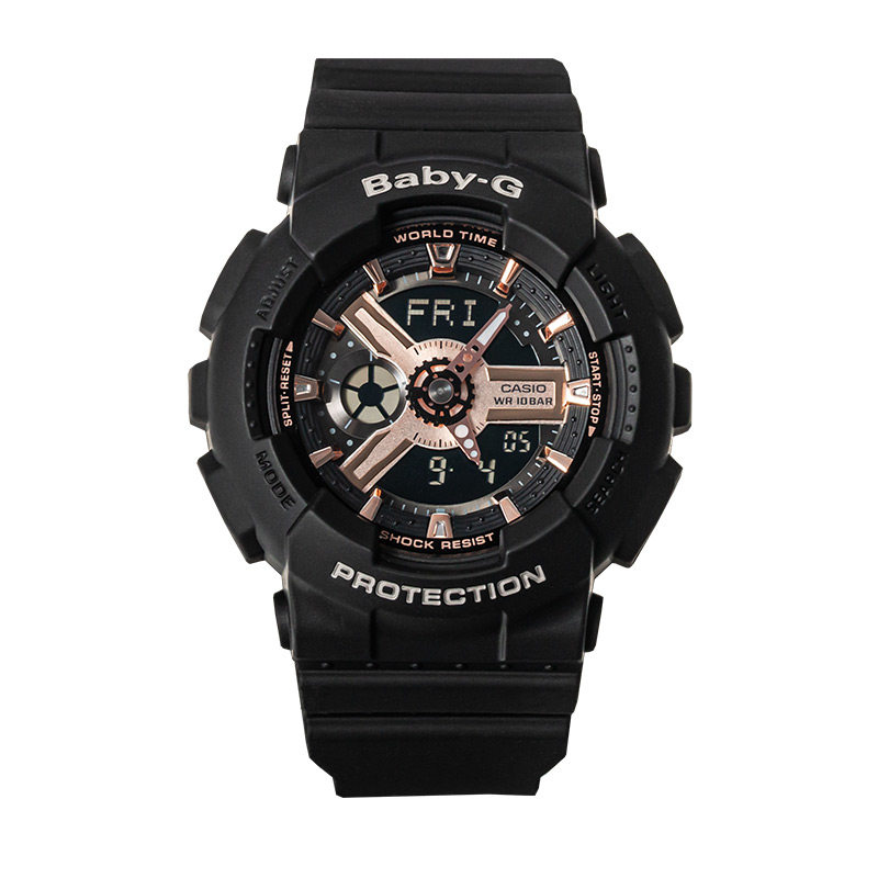 casio卡西欧手表babyg黑金樱花花粉情侣男女ba-110rg-1a日韩腕表
