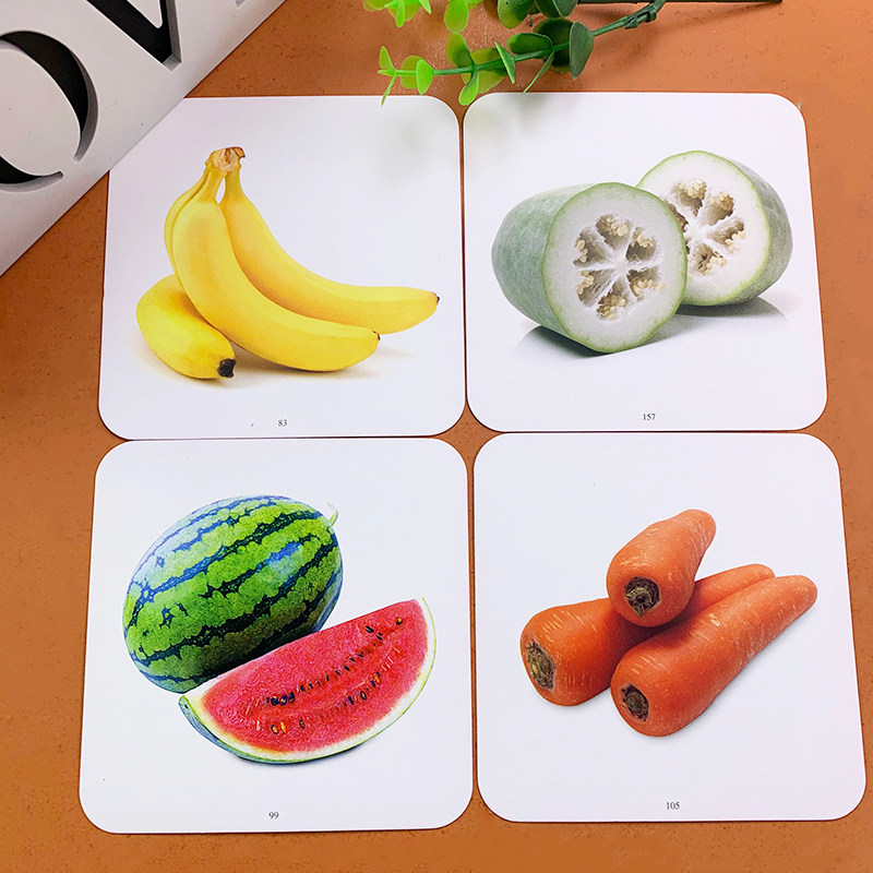 幼儿看图识物早教认知卡片认识水果蔬菜宝宝婴儿撕不烂早教卡幼儿0-3