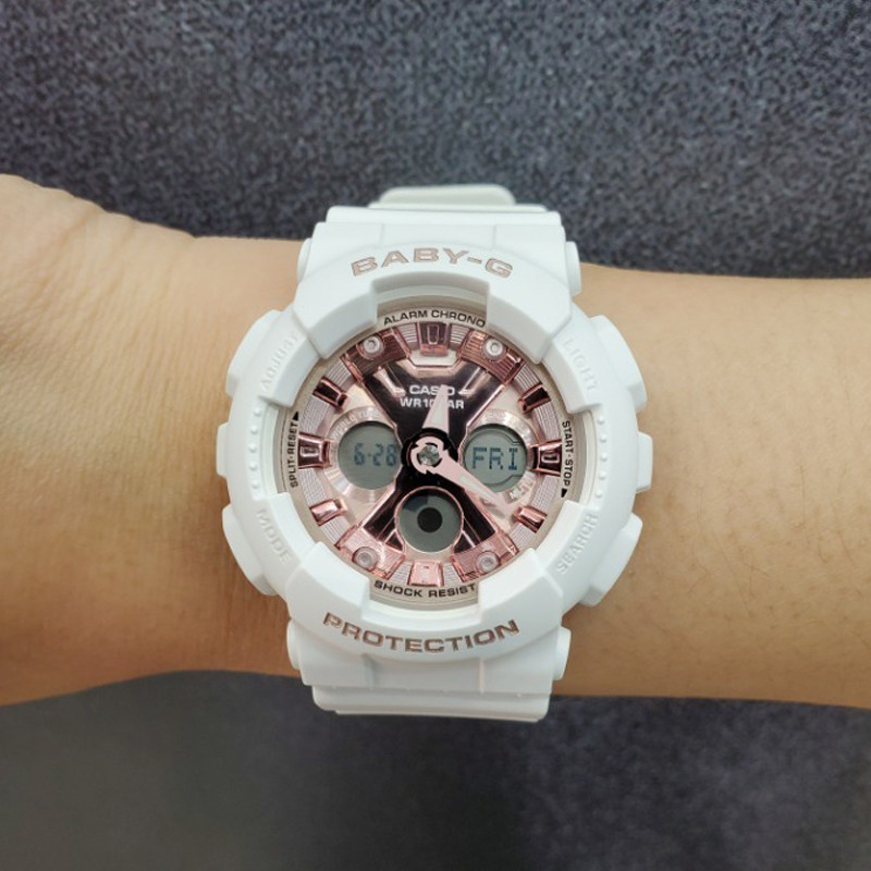 手表卡西欧casiobaby-g系列白色时尚电子ba-130-7a1日韩腕表