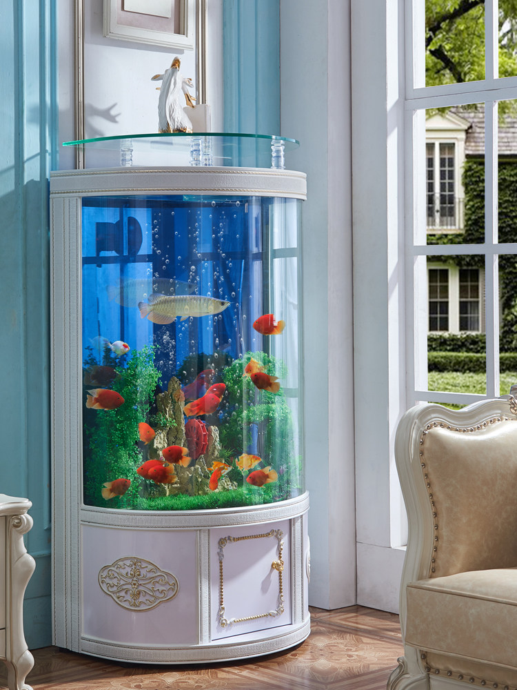 【逞虎】圆柱形鱼缸水族箱半圆形客厅小型靠墙落地生态免换水家用