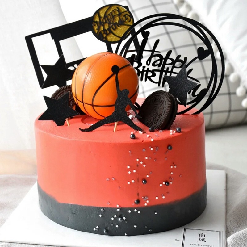 新店大促男生迷你篮球球鞋蛋糕装饰摆件插牌节日装扮用品