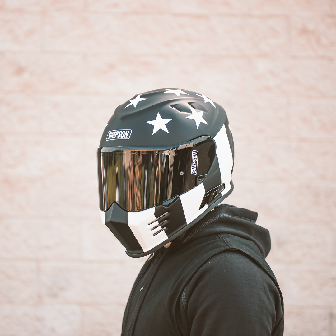 辛普森simpsonghostbandit防护碳纤维复古镜片全盔摩托车摩托车头盔