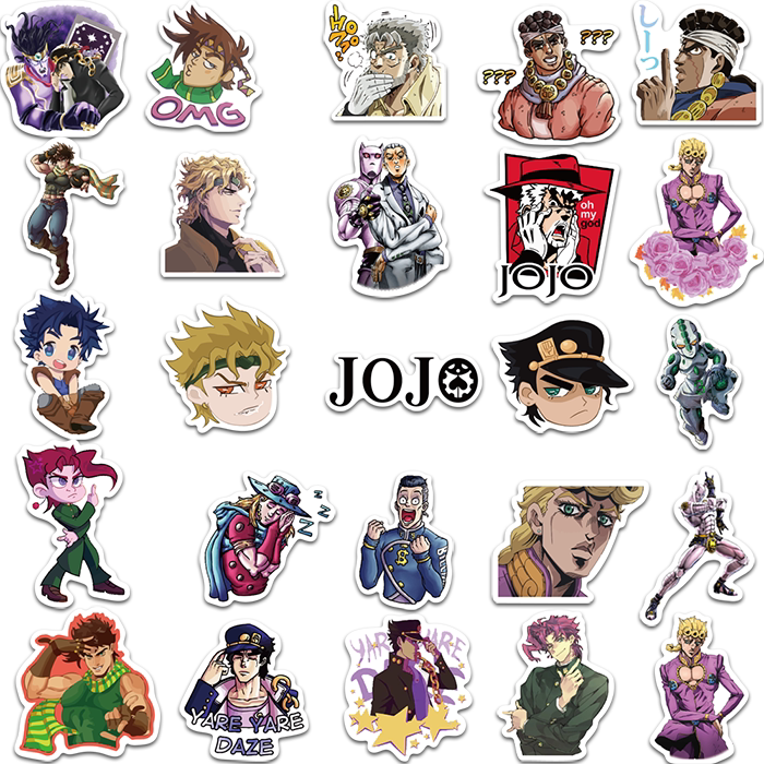 贴纸50张jojo奇妙冒险动漫手机手机贴行李箱笔记本笔记本个性小贴纸