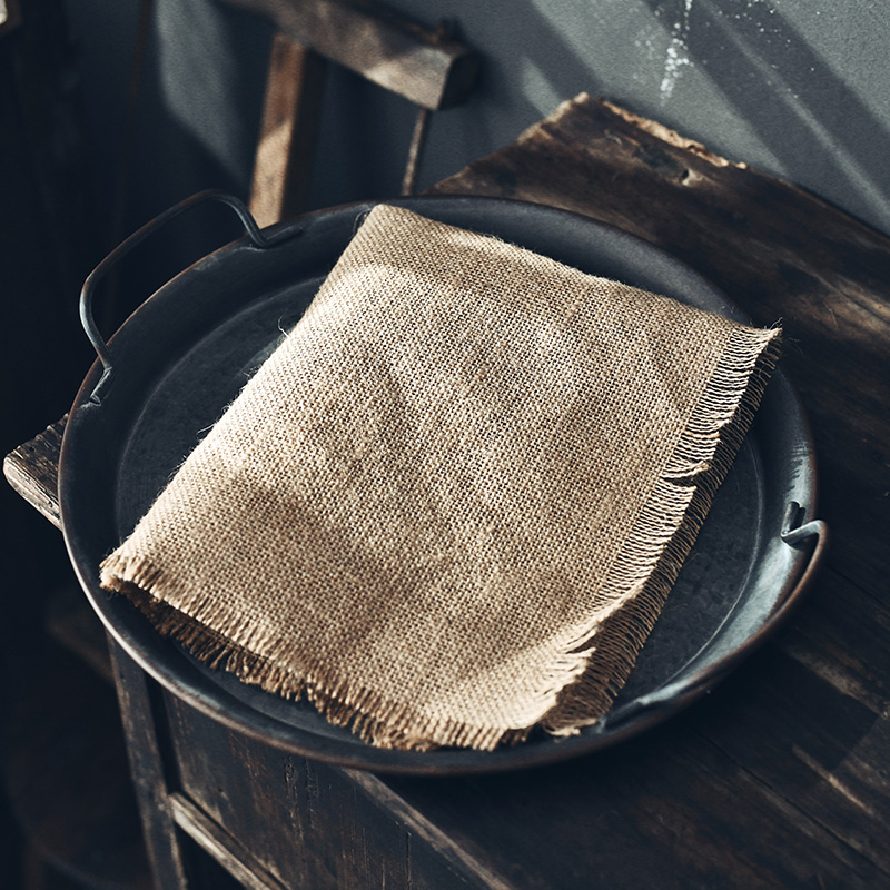 复古做旧怀旧黄麻棉麻布质感纹理拍照背景布干货美食面包牛排产品