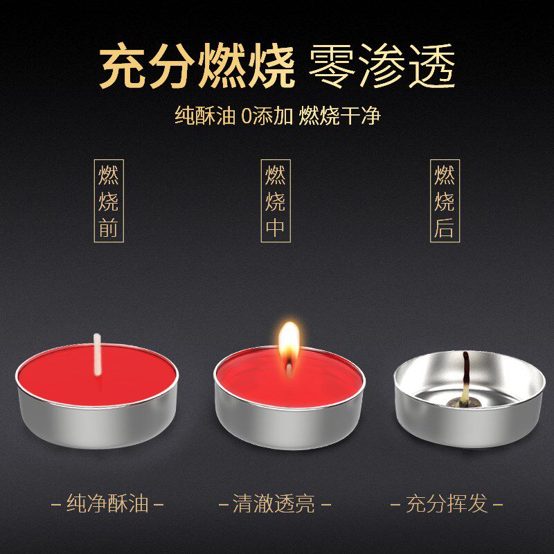 供佛酥油长明100粒小时8个蜡烛油灯品红用品蜡烛
