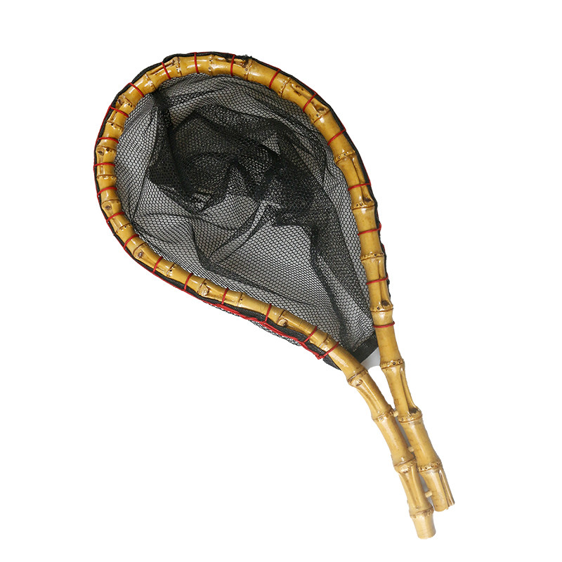 抄网路亚鱼网手工竹鞭溪流diy小型竹子飞蝇抄网头