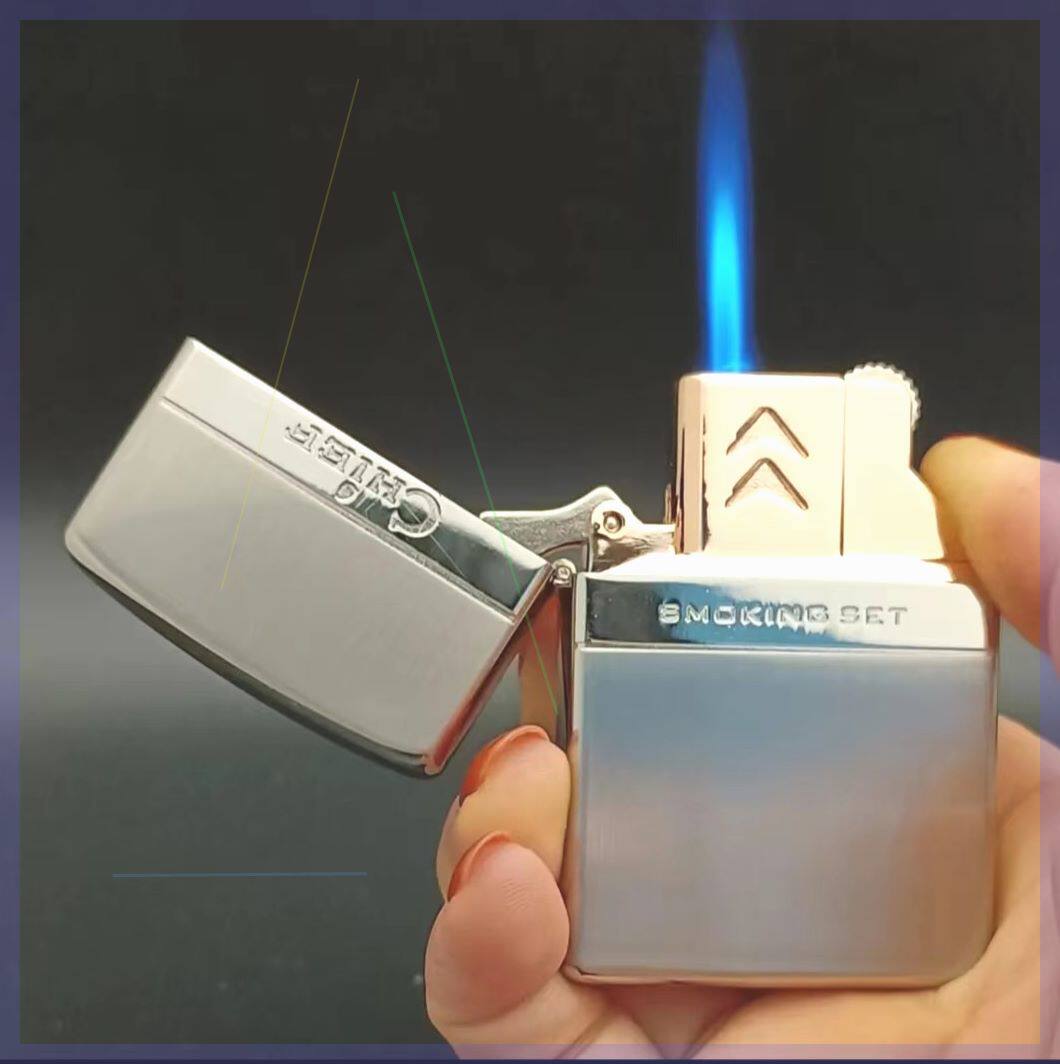 首领chief星耀贸易油气机芯充气防风直冲明火煤油打火机