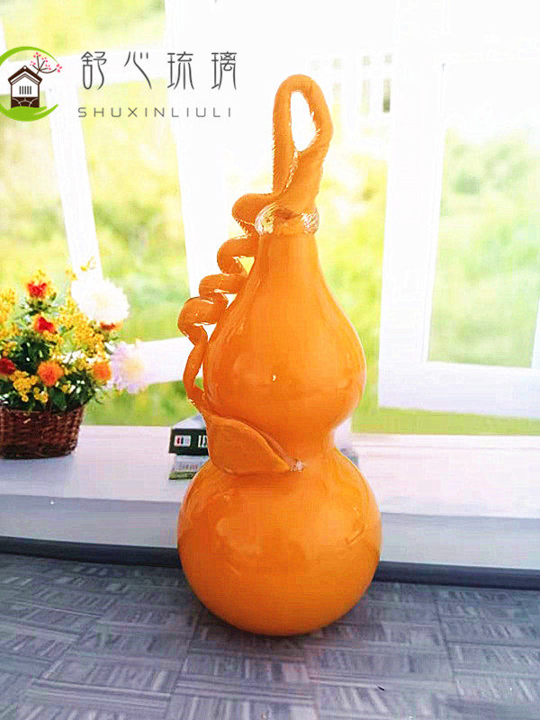 博山琉璃摆件葫芦手艺艺品玻璃水晶文玩创意家居摆件