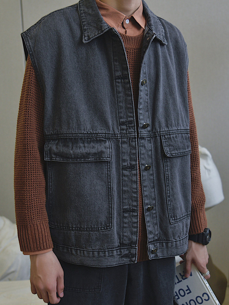 潮流工装夹克韩版秋季心潮马甲坎肩ins男韩背心