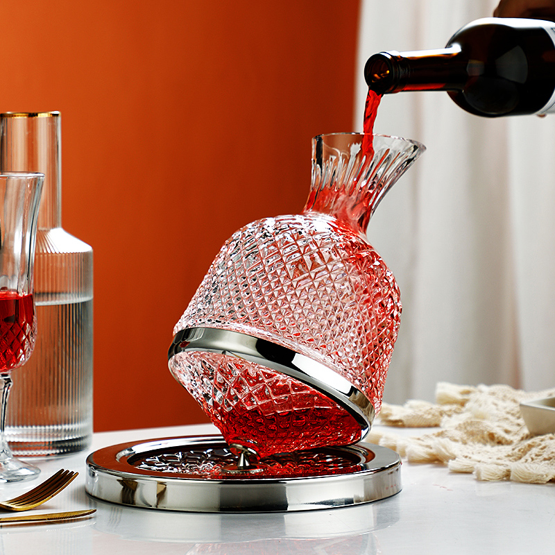 网红旋转不倒翁陀螺醒酒酒器水晶玻璃红酒葡萄酒醒酒器
