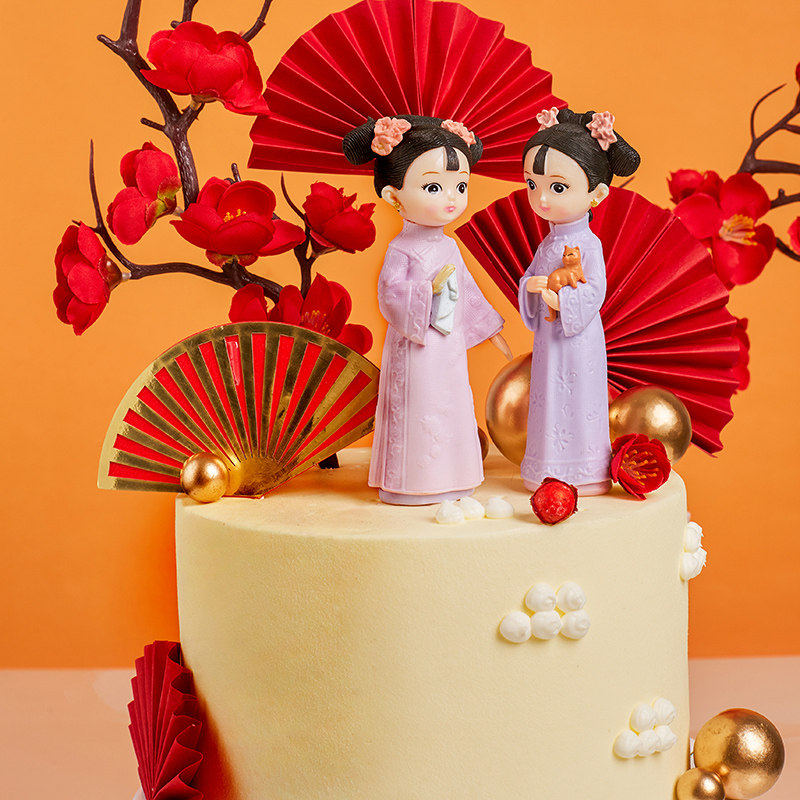 生日蛋糕装饰摆件汉服古风宫廷格格仙女娃娃公主节日装扮用品