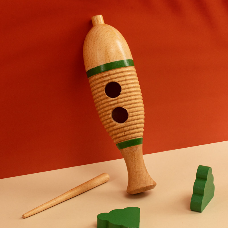 乐器玩具奥尔夫打击乐器原木木鱼蛙鸣筒榉136岁幼儿园打击乐器