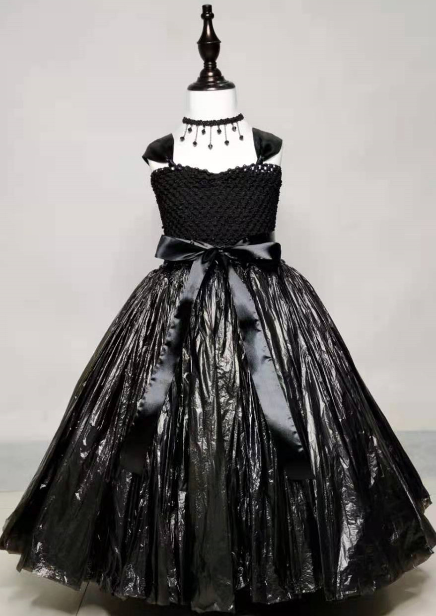儿童成人塑料袋环保黑色礼裙衣服diy创意模特儿童演出服