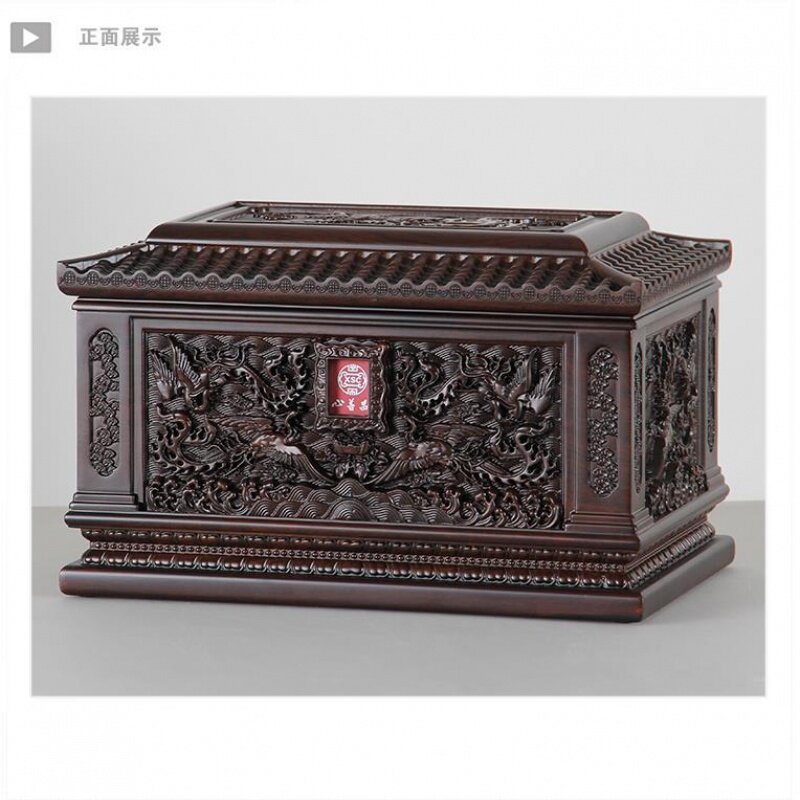 女款高档骨灰盒盒子木头实木加重双人男女凤舞骨灰盒