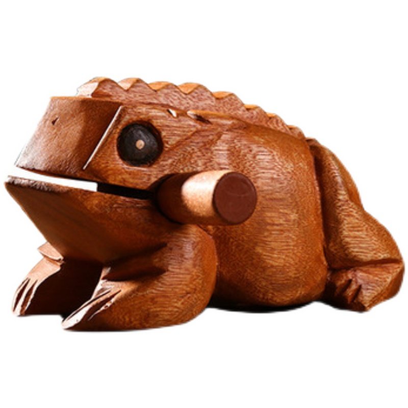 泰国招财蛙发声实木青蛙蛤蟆动物摆件蟾蜍木鱼木雕