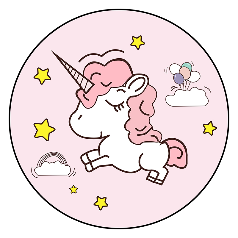 卡通圆形地毯儿童卧室地垫可爱少女爬行毯魔法阵吊篮椅电脑椅垫 - 金