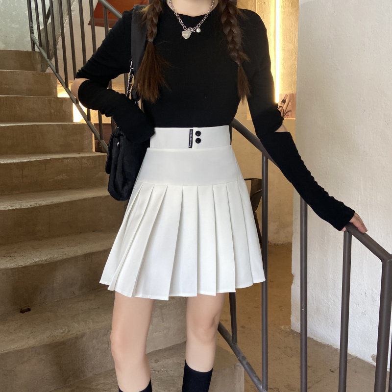 白色百褶裙短裙女夏款半身裙大码走光字裙学院显瘦半身裙