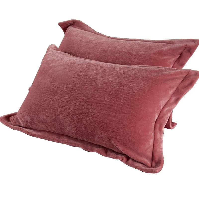 牛奶绒加绒毛毛绒加厚纯色高级枕头头皮枕套枕套