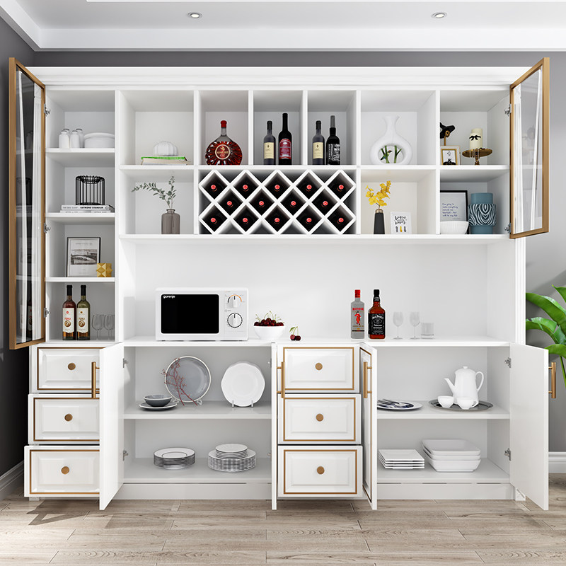 客厅酒柜靠墙现代简约欧式餐厅边柜橱柜组合轻奢北欧家用柜子定制