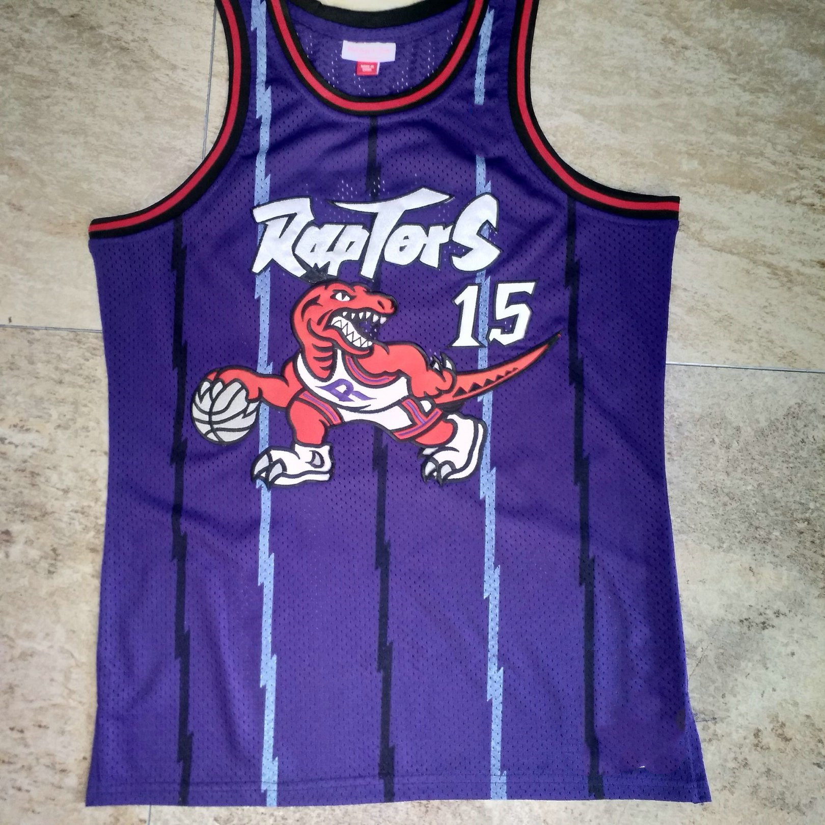 猛龙15号卡复古大龙9899mn紫色密绣刺绣球衣篮球服