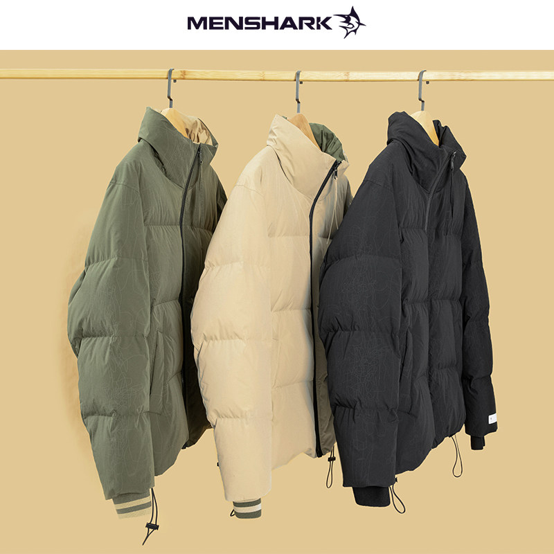 【薇娅推荐】menshark2020冬季新款羽绒服男白鸭绒立领短款面包服